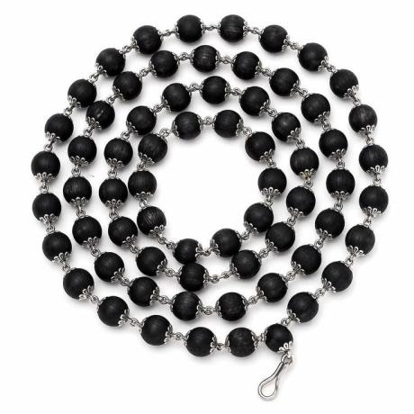✨ Karungali Silver Cap Malai – Certified | Pure Ebony Wood | 54 Beads (6-8 mm) ✨