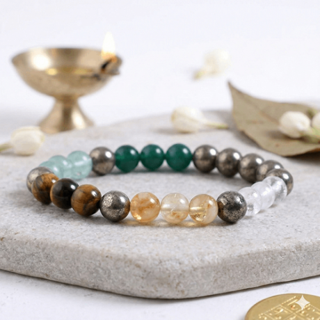 💰Original Dhan Yog Bracelet with FREE Raw Selenite Plate | Money Magnet Bracelet 8mm | Lab Certified💰