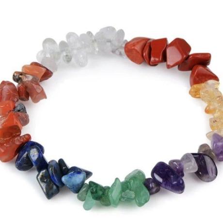7 Chakra Gemstone Chip Bracelet, Healing Crystal | Lab Certified