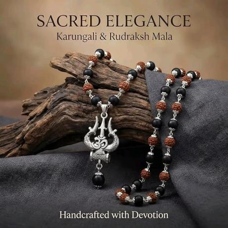 🔱 Original Karungali Mala With Trishul Pendant  | Lab Certified🔱