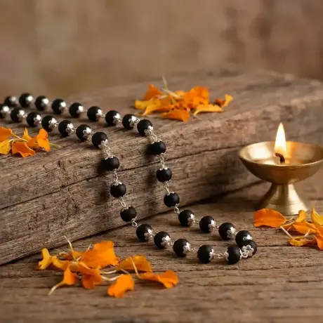 🔱 Charutty Original Karungali Silver Cap Mala (54 Beads) + Karungali Bracelet (6–8 mm) 🔱